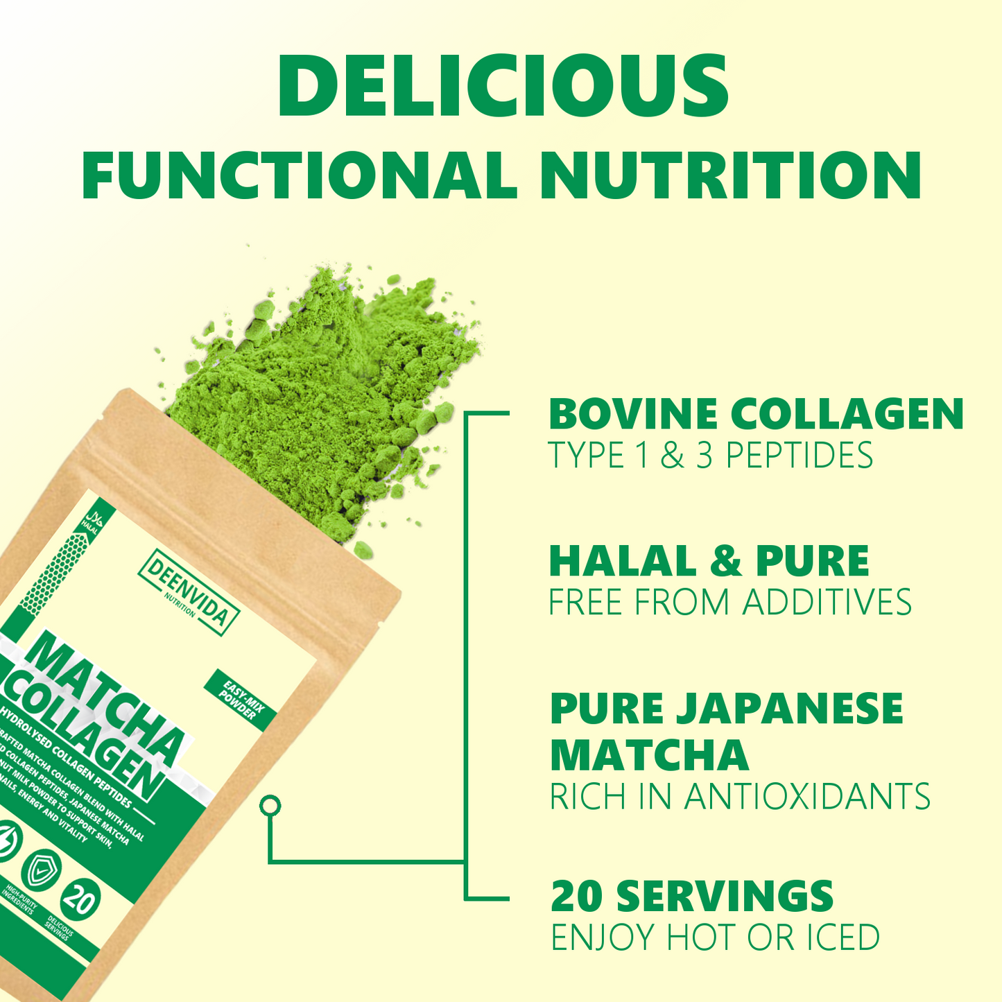 Halal Matcha Collagen Powder