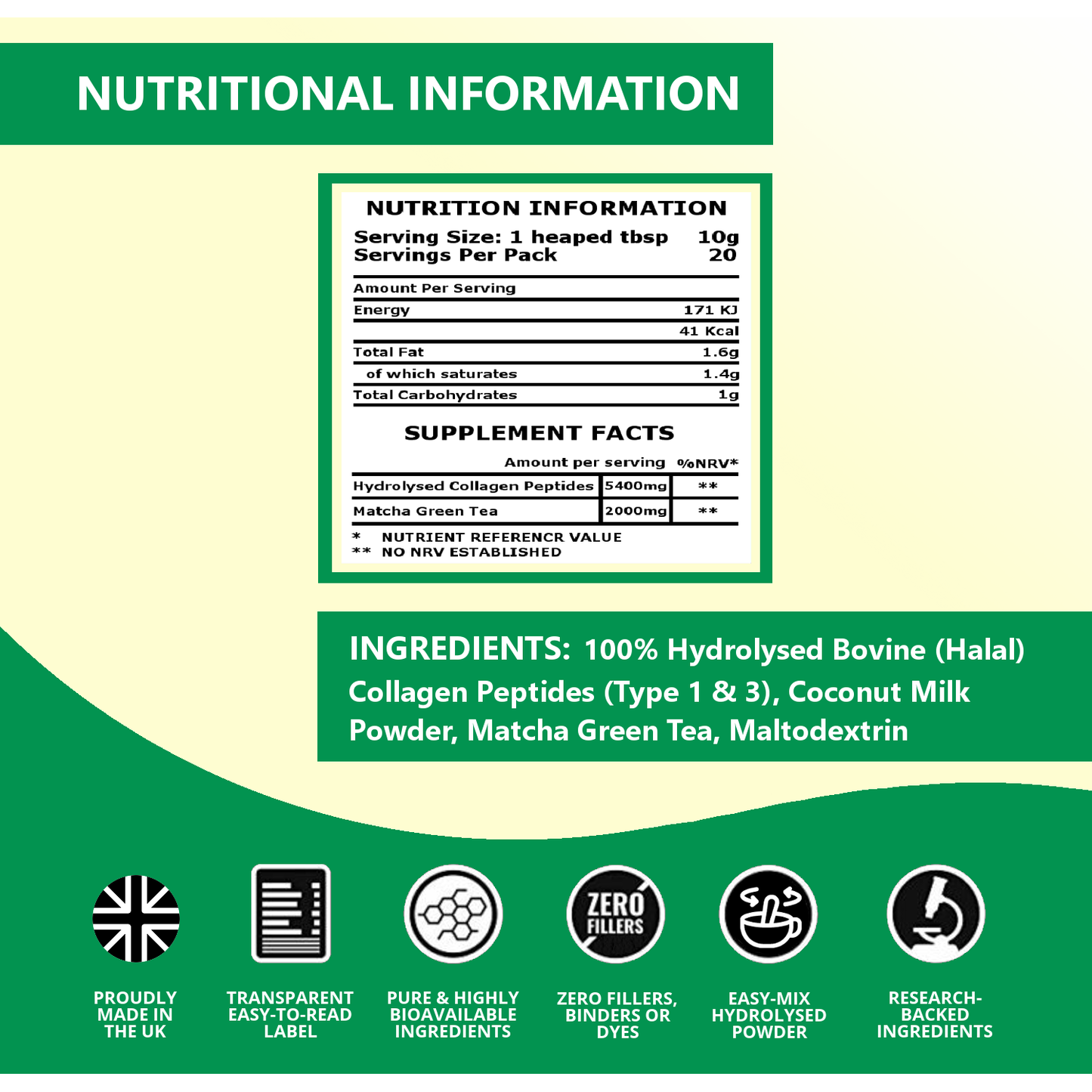 Halal Matcha Collagen Powder